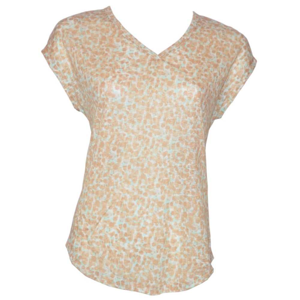 TB Jungle Linen Tee V-Neck T-Shirt - LT Coffee NWT